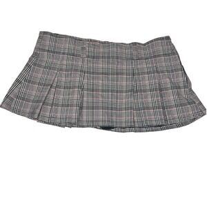 Almost Famous Y2K Micro Mini Plaid‎ Skirt Womens Large Gray Low Rise Preppy Goth